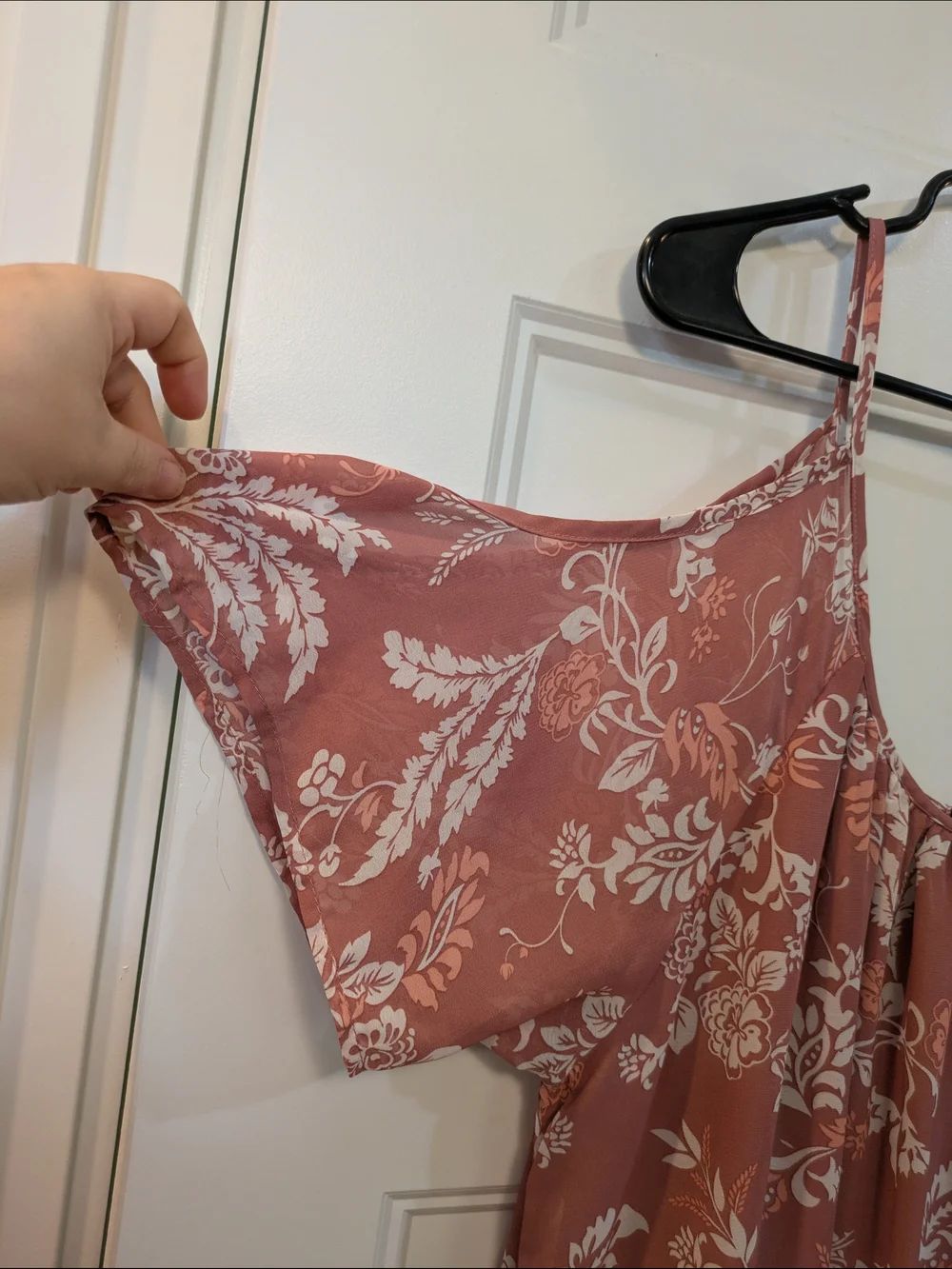 Women's Dusty Rose Floral Cold-Shoulder Dress - Picture 4 of 11